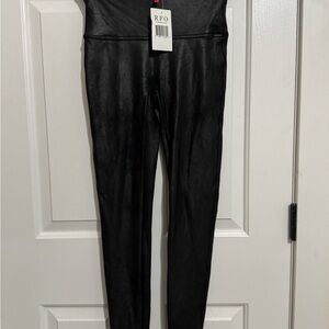 SPANX Black High-Waisted Leather look Leggings